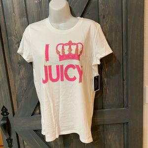 Juicy Couture Black Label White Crown Tee Shirt y2k